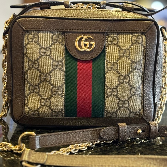 🌟 Gucci Gg Supreme Monogram Mini Ophidia Top Handle Shoulder Bag 🌟 - Picture 8 of 13